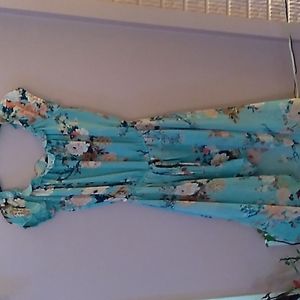 Blue and Pink Floral Dress